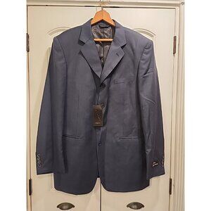 NWT Riccardo Fazzi Sport 4  Button Solid Navy Suit Jacket Blazer Wool 42L